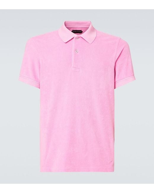 Tom Ford Pink Cotton-Blend Terry Polo Shirt for men