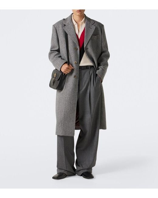 Valentino Gray Herringbone Wide-Leg Pants for men