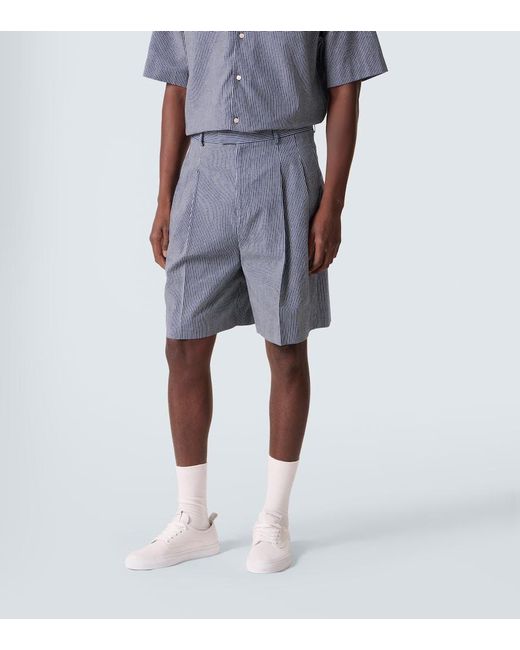 Givenchy Blue Checked Cotton Bermuda Shorts for men