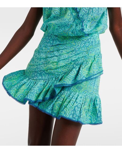 Poupette Blue Estelle Printed Ruffled Minidress