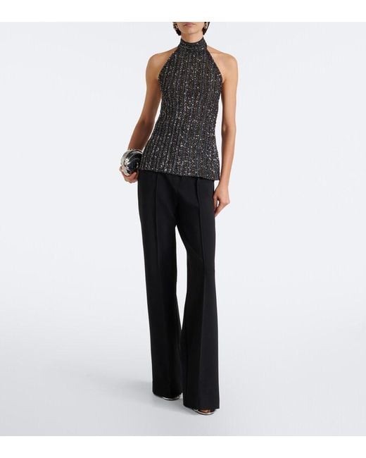 Missoni Black Ribbed-Knit Sequined Halterneck Top