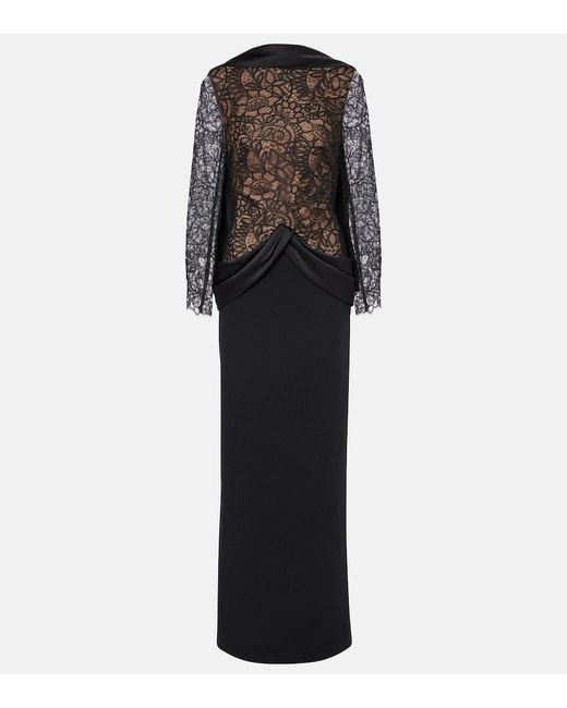 Safiyaa Black Serryna Lace Gown