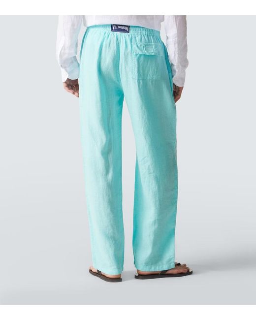 Vilebrequin Blue Linen Wide-Leg Pants for men