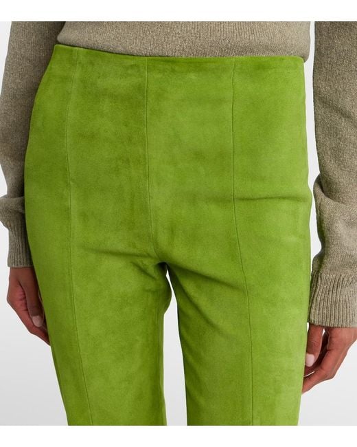 Stouls Green Gege Suede Flared Pants