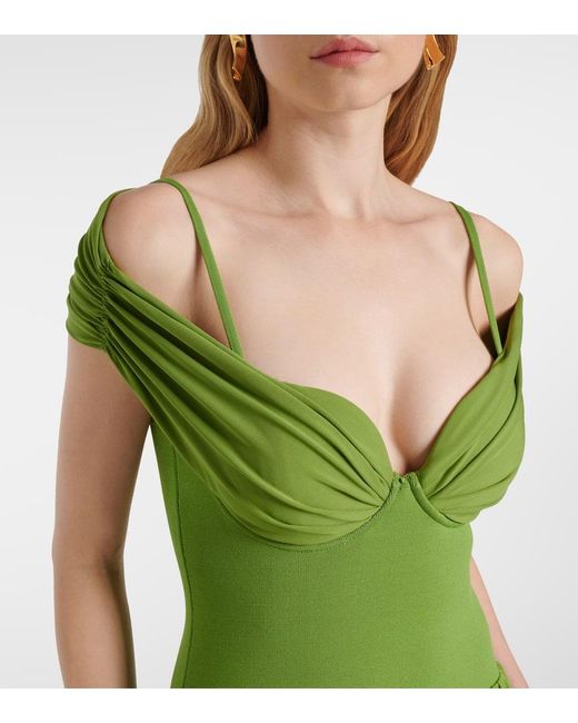 Jonathan Simkhai Green Amarantha Draped Jersey Midi Dress