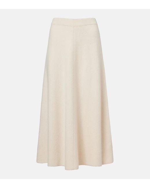Jardin Des Orangers White Wool And Cashmere Midi Skirt