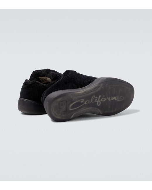 ERL Black Vamp Terry-Lined Corduroy Sneakers for men