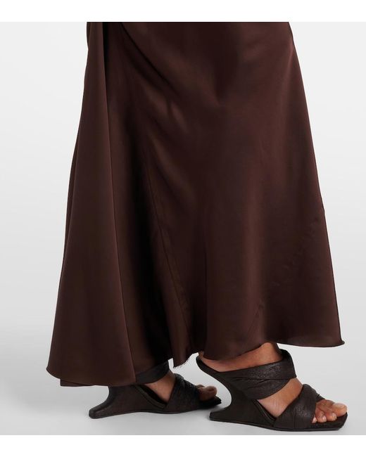 Rick Owens Brown Satin Maxi Skirt
