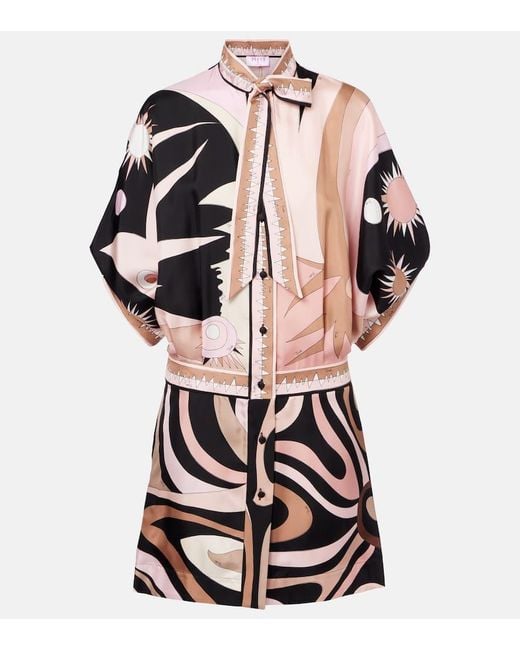 Emilio Pucci Pink Stella Silk Twill Minidress