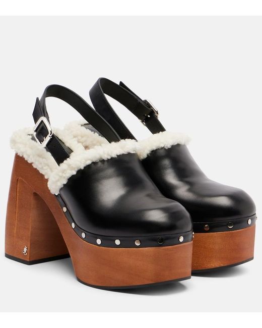 Jimmy Choo Black Alida 135 Leather Platform Clogs