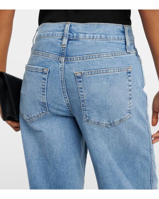 FRAME Blue High-Rise Wide-Leg Jeans Le Slim Palazzo