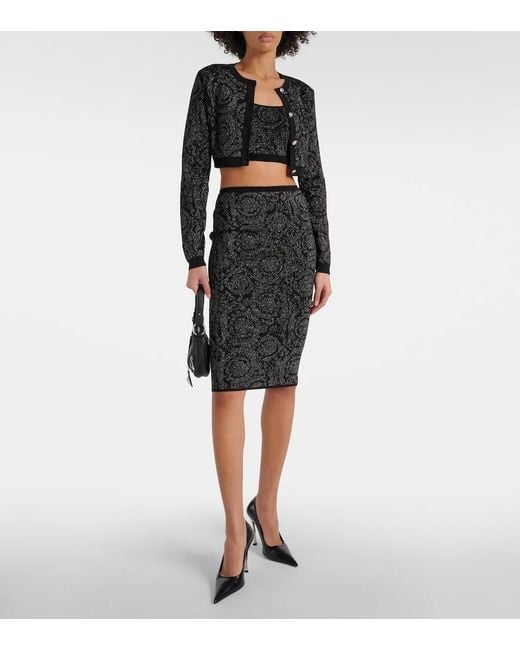Versace Black La Greca Medusa '95 Knit Crop Top