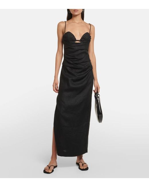 Sir Black Maxikleid Noemi Aus Leinen