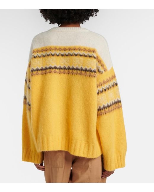 Ganni Yellow Fair Isle Alpaca And Wool-Blend Intarsia Sweater