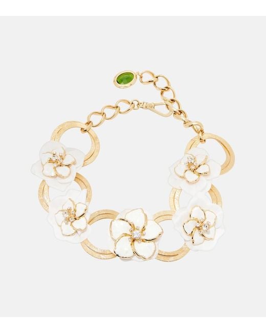 Dolce & Gabbana Metallic Embellished Floral Chain Necklace