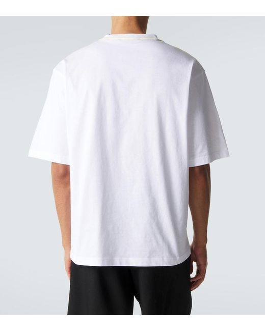 Jacquemus White Voilier Embroidered Cotton Jersey T-Shirt for men