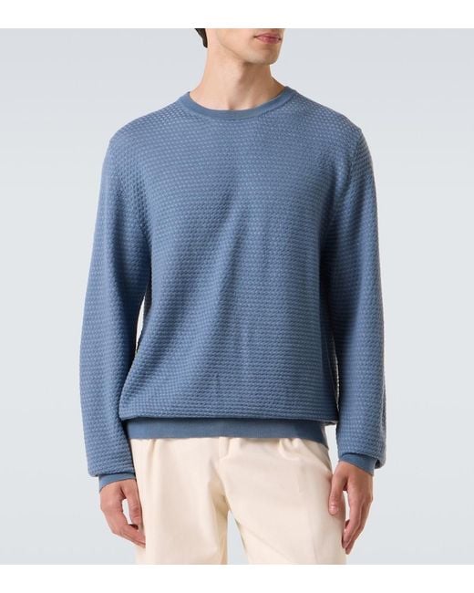 Canali Blue Wool Sweater for men