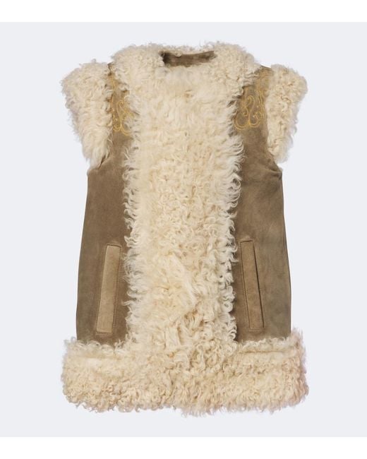 Etro Natural Shearling-Lined Embroidered Vest