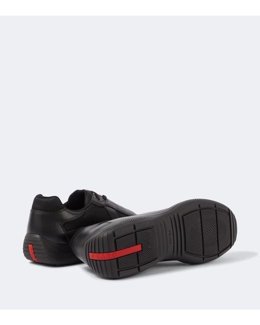 Prada Black America's Cup Leather Sneakers for men
