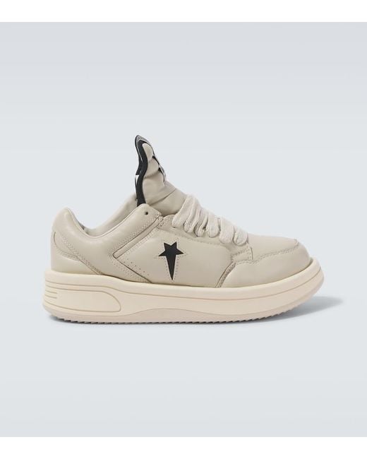 Rick Owens White X Converse Turbowpn Leather Sneakers for men