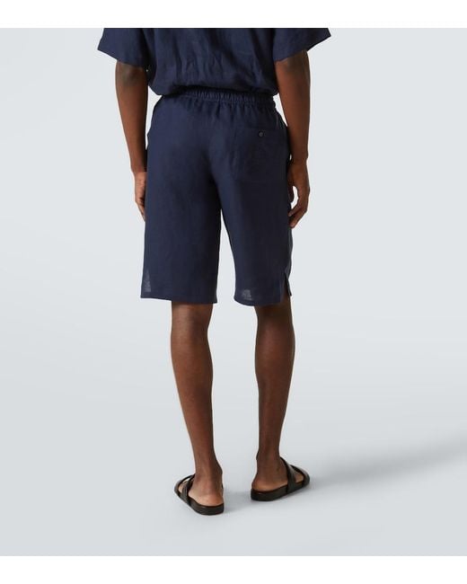Dolce & Gabbana Blue Linen Bermuda Shorts for men
