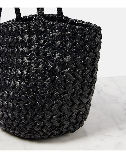 The Row Estelle Raffia Tote Bag in Black | Lyst