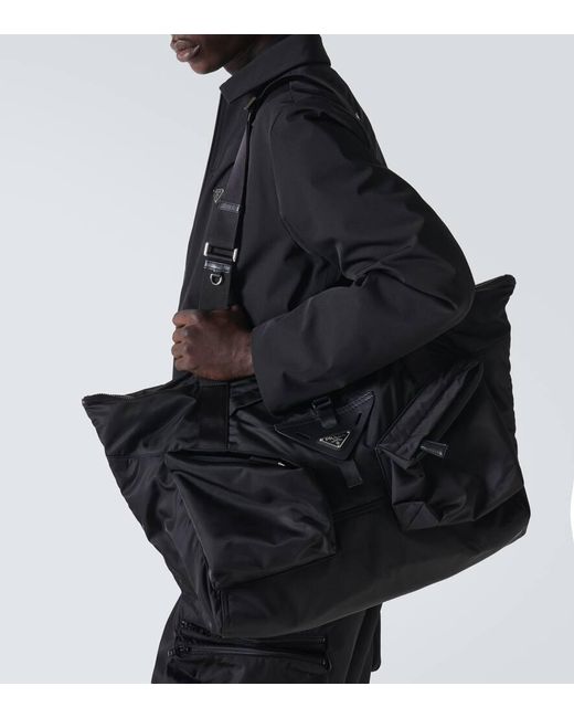 Bolso de viaje de Re-Nylon y piel Prada de hombre de color Black