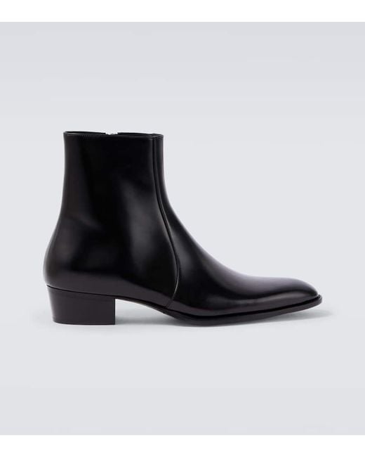 Saint Laurent Black Roman Leather Ankle Boots for men
