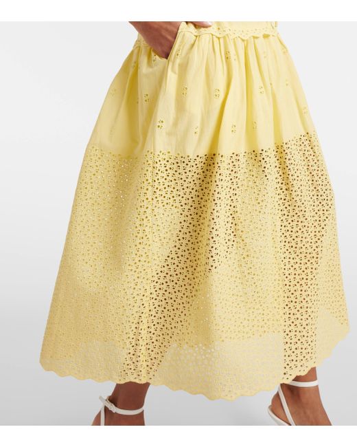 Ulla Johnson Yellow Lucia Cotton Voile Maxi Skirt