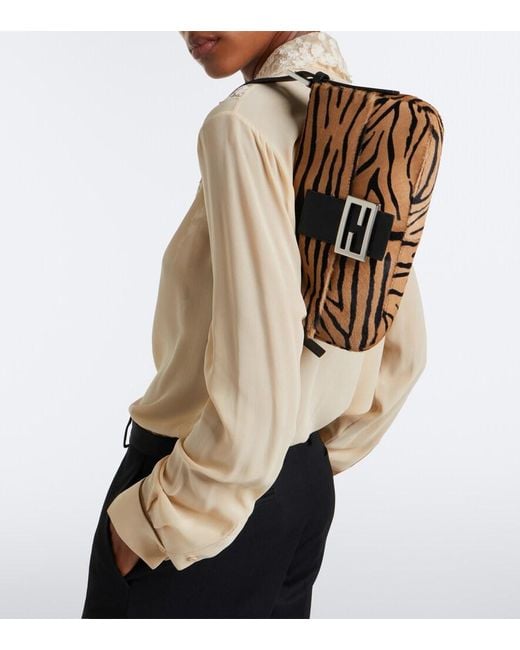 Fendi Metallic Baguette 26424 Calf Hair Shoulder Bag