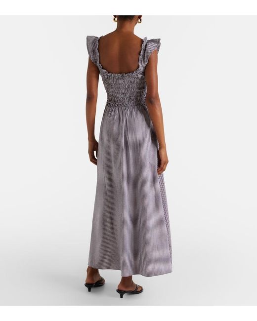 Faithfull The Brand Purple Eudora Gingham Cotton-Blend Maxi Dress