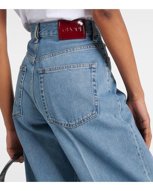 Jeans anchos de tiro bajo Gucci de color Blue