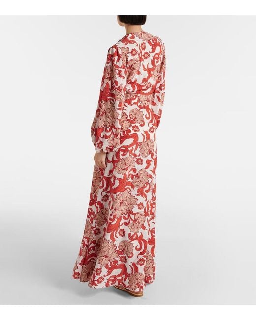 LaDoubleJ Red Camerino Silk Crepe De Chine Maxi Dress