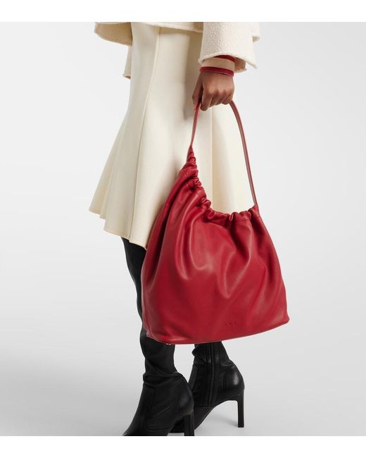 Aesther Ekme Red Demi Lune Cloud Medium Leather Shoulder Bag