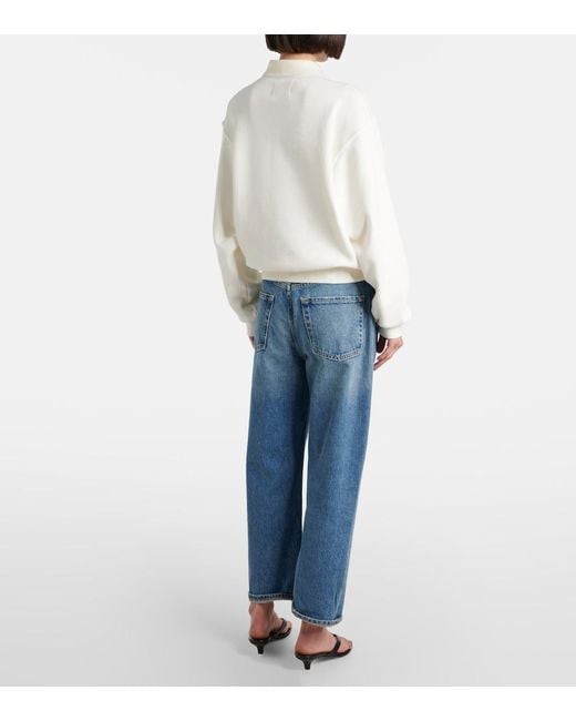 Citizens of Humanity White Remi Cotton-Blend Fleece Polo Sweatshirt