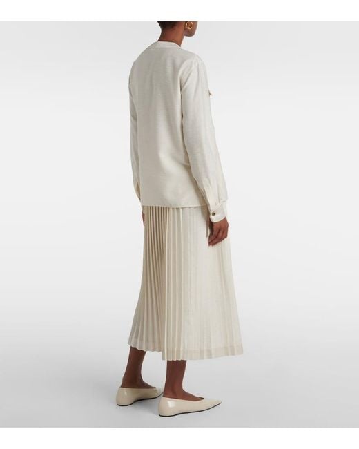 Loro Piana Natural Quincy Silk Shantung Blouse