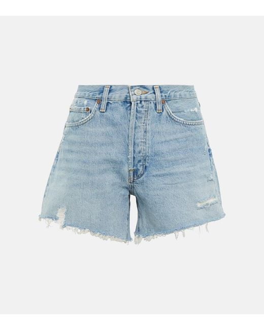 Agolde Blue Parker Mid-rise Denim Shorts