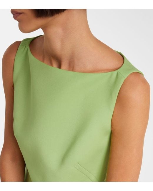 Emilia Wickstead Green Rifer Wool Cady Minidress