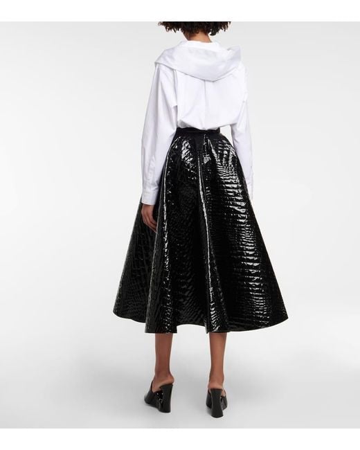 Alaïa Black Alaia Croc-effect Midi Skirt