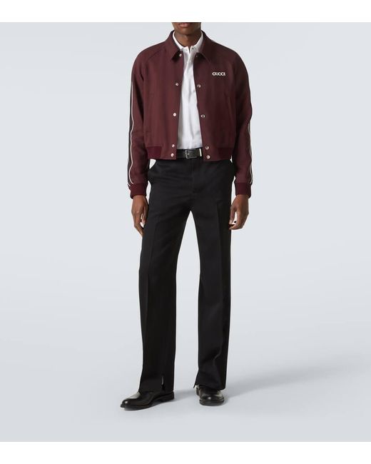 Chaqueta En Mezcla De Lana Con Logo Gucci de hombre de color Purple