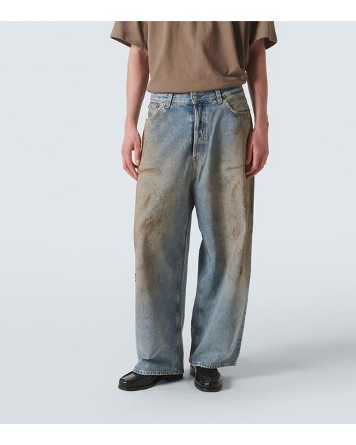 Jeans anchos con efecto desgastado Acne de hombre de color Blue