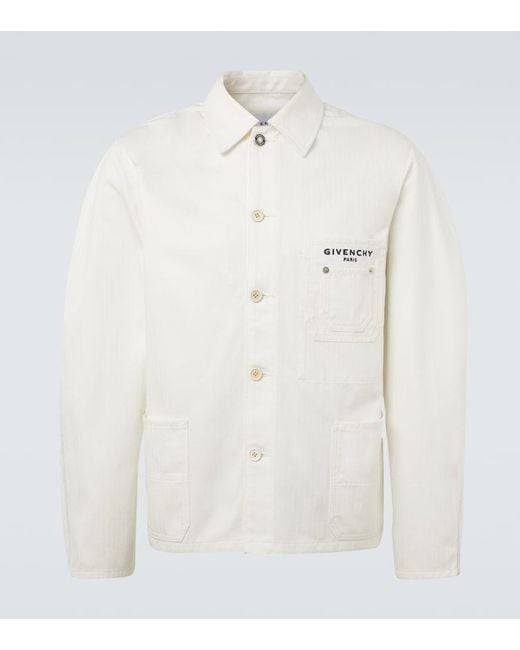 Givenchy White Logo Cotton Canvas Jacket for men