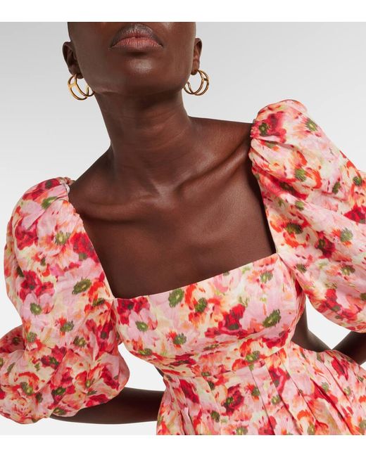Zimmermann Red Minikleid Lightburst Aus Leinen
