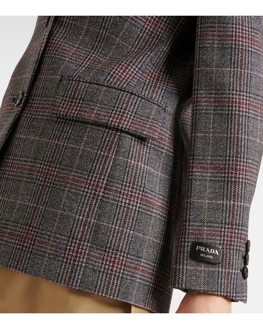 Prada Gray Plaid-Check Blazer
