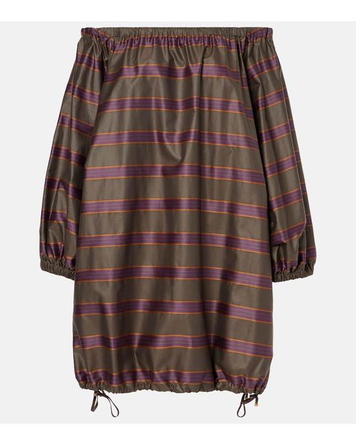 Max Mara Brown Alcamo Cotton-Blend Canvas Minidress