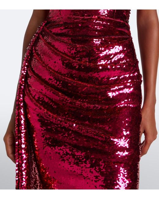 Alex Perry Red Sequined Bustier Dress