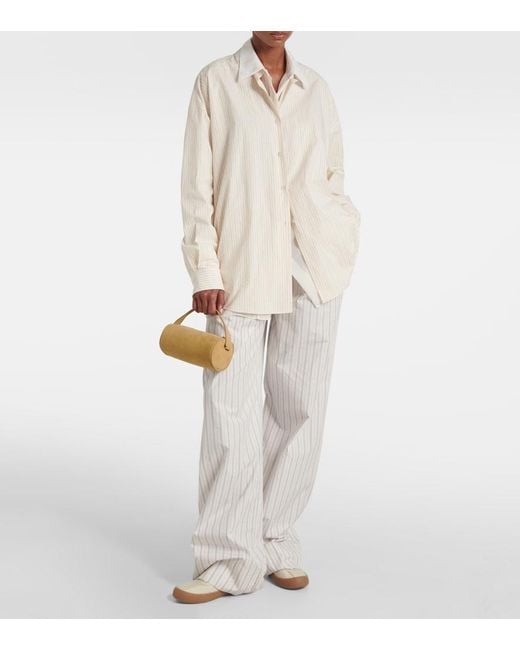 The Row Natural Round '90S Suede Tote Bag