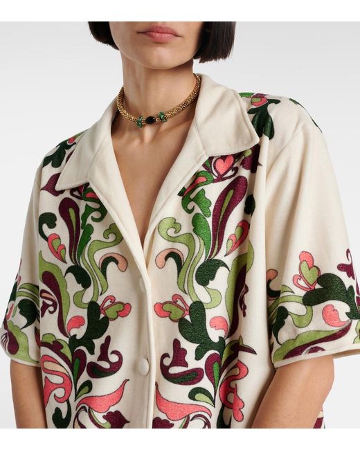Adriana Degreas White Inamorata Cotton-Blend Bowling Shirt