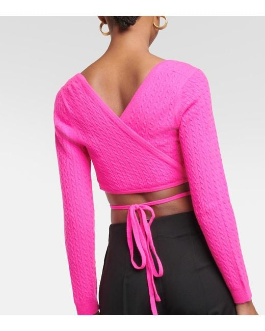 Patou Pink Cropped Wool And Cashmere Sweater