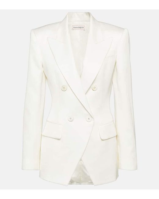 Blazer da abito doppiopetto di Alexander McQueen in White